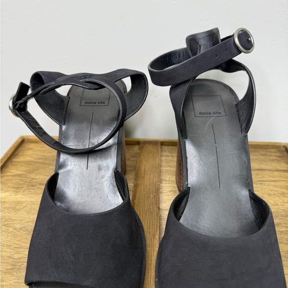 Dolce Vita Aaliyah Block Heel Sandals Leather Black Strap Womens Size 10 EUC - Picture 5 of 10